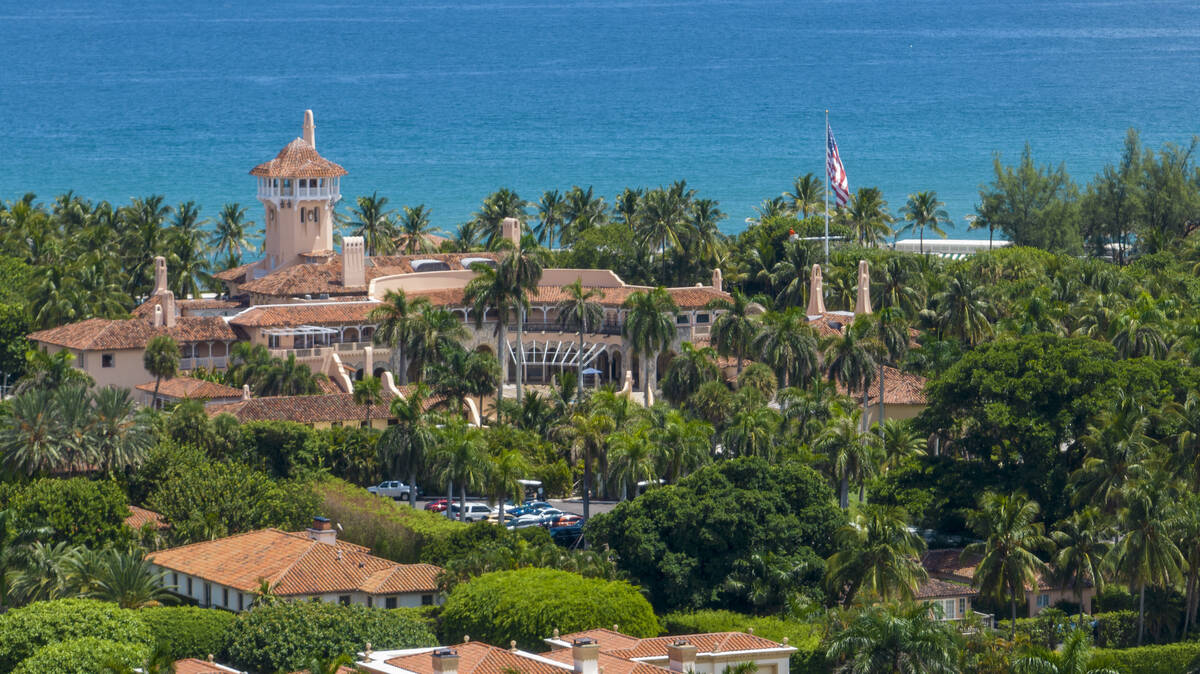 This photo shows an aerial view of former President Donald Trump's Mar-a-Lago club in Palm Beac ...