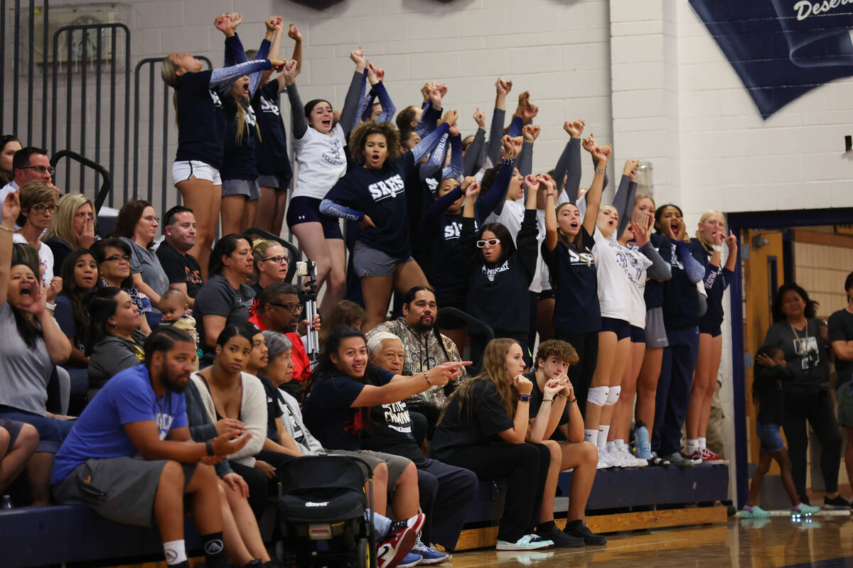 The crowd reacts during a girl's volleyball game between Shadow Ridge and Palo Verde at Shadow ...