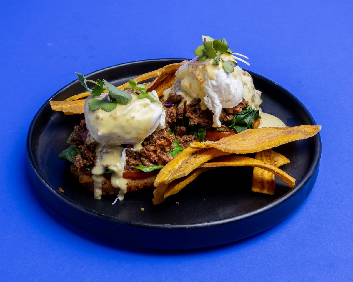 Arepas benedict from Makers & Finders coffee shop and Latin café in Las Vegas. (Adrianne Lopez)