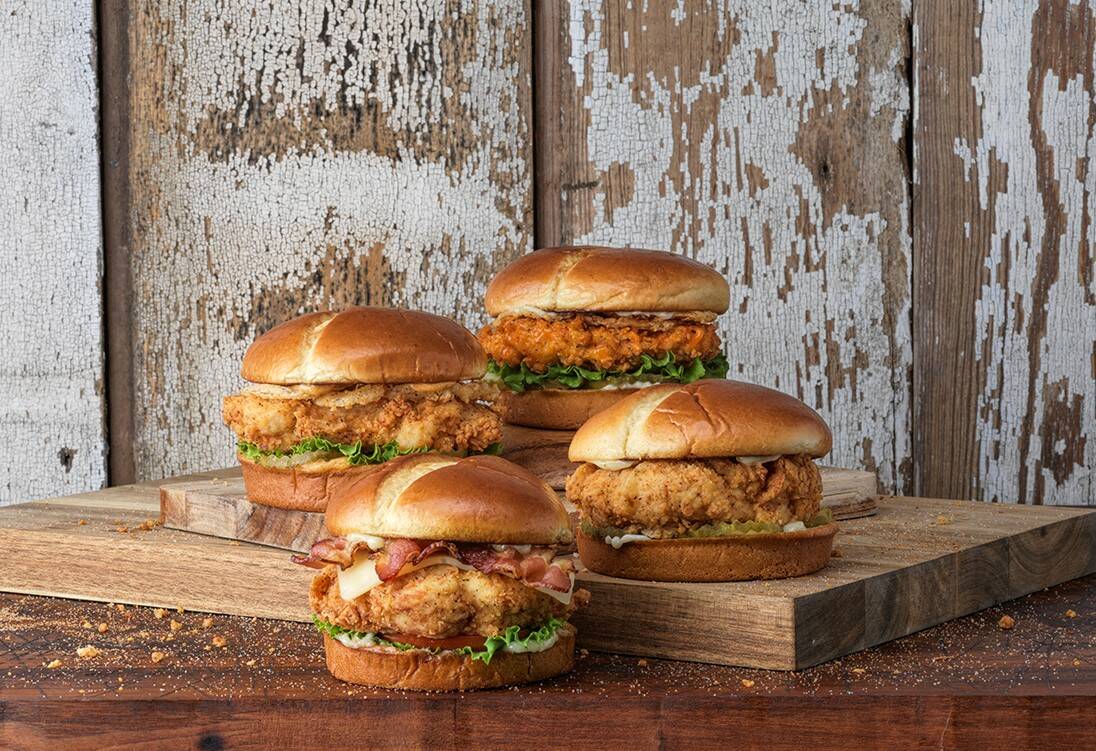 An array of chicken sandwiches offered by Slim Chickens. (Slim Chickens)
