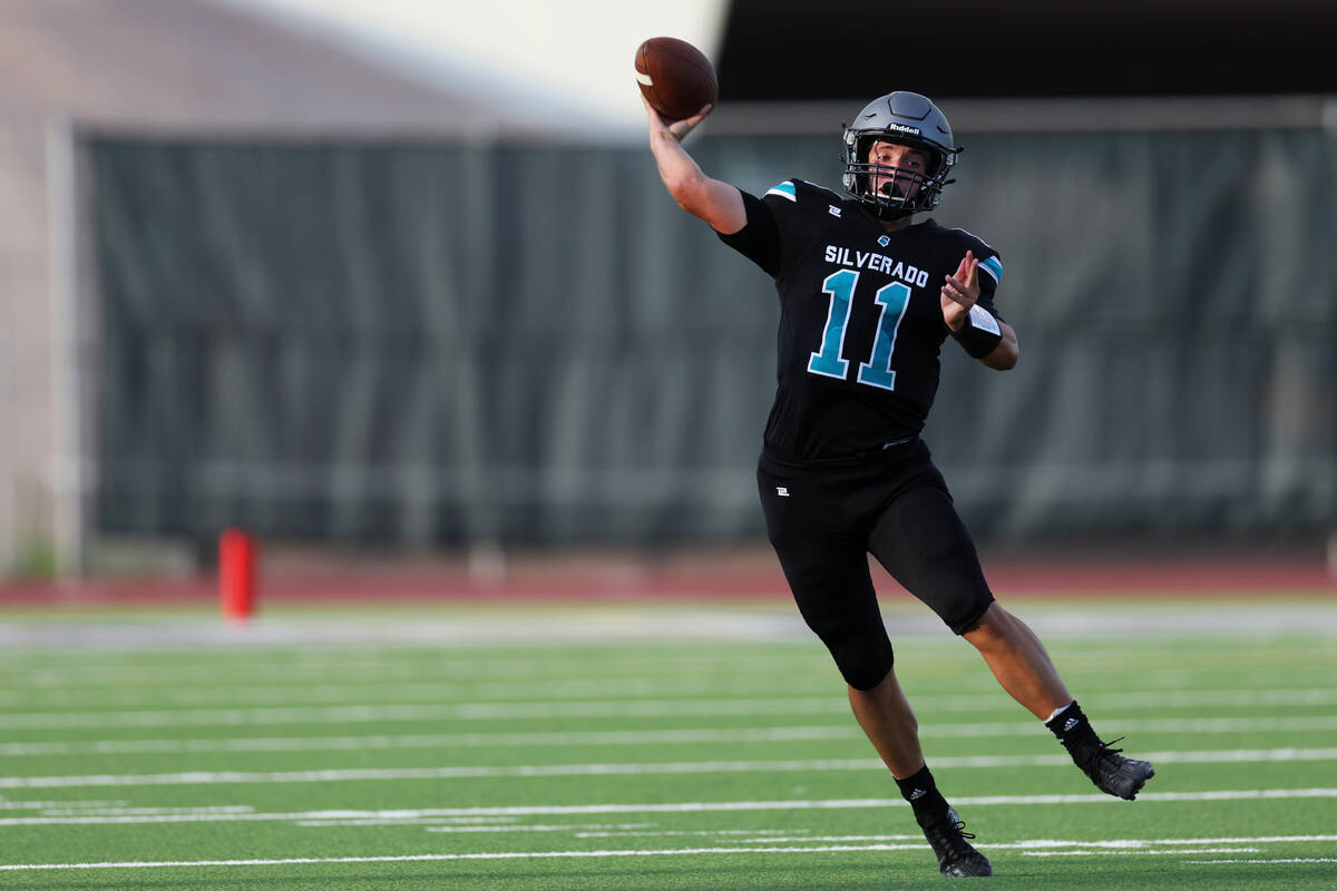 Silverado's Brandon Tunell (11) throws a pass against Palo Verde during the first half of a foo ...