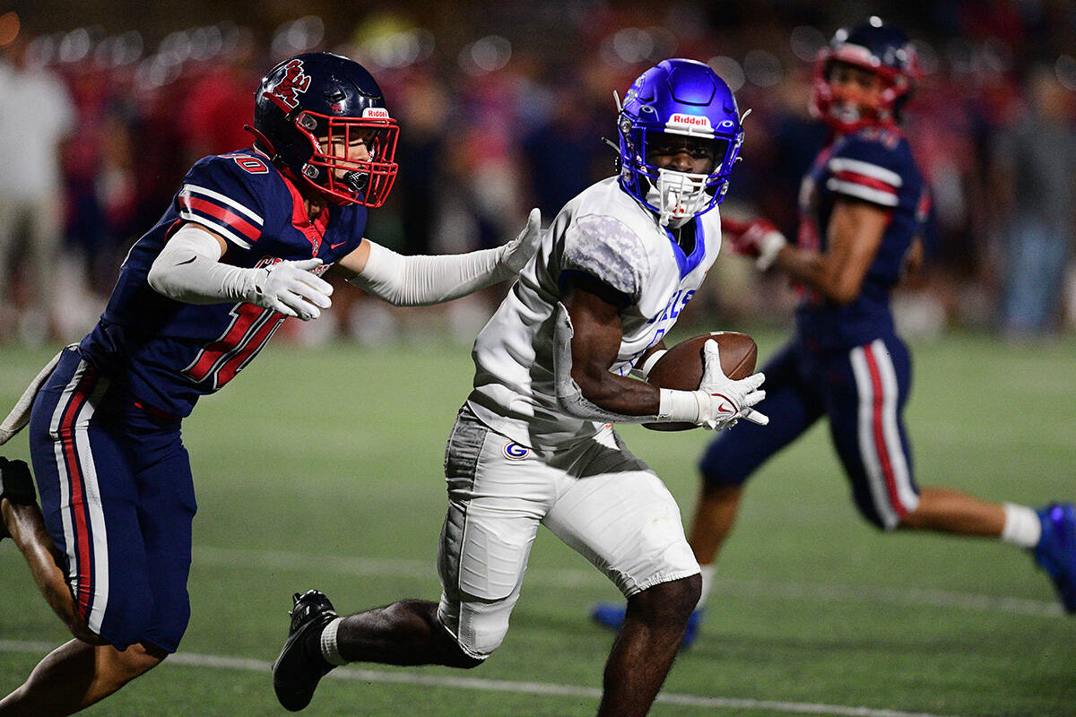 The Bishop Gorman Gaels battle the Saint Louis Crusaders played at John Kauinana Stadium on Fri ...