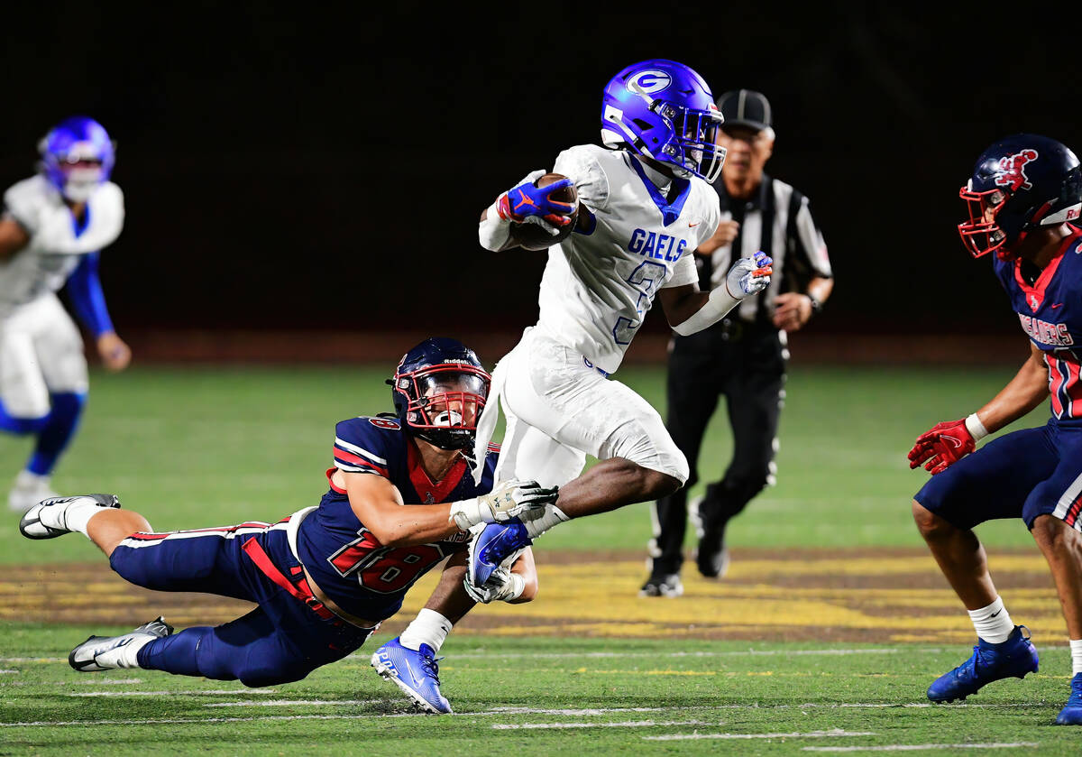 The Bishop Gorman Gaels battle the Saint Louis Crusaders played at John Kauinana Stadium on Fri ...