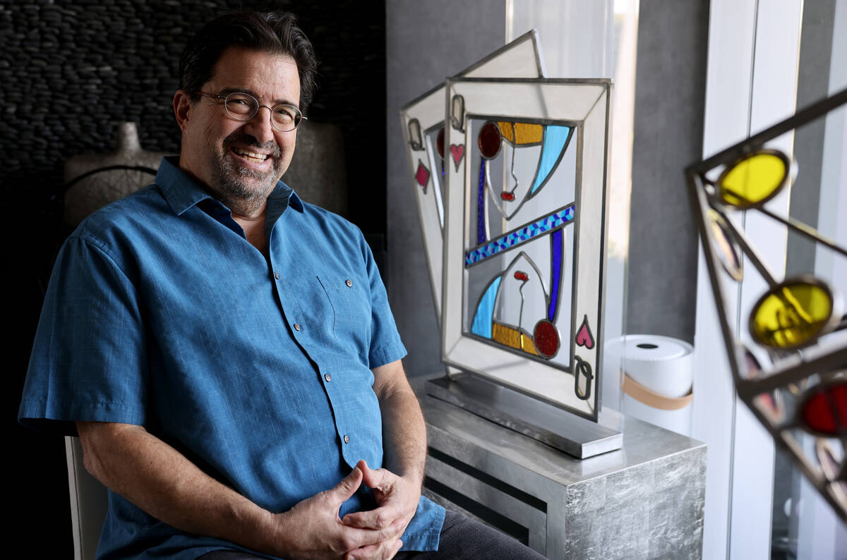 UNLV gaming law professor Anthony Cabot with some of his art at his Las Vegas home Tuesday, Sep ...