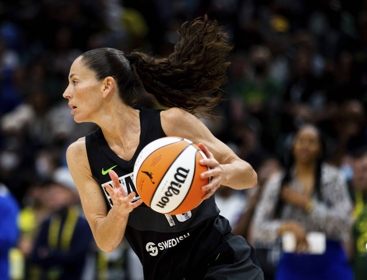 Sue Bird begins an offensive run during the first half in Game 3 of a WNBA basketball semifinal ...