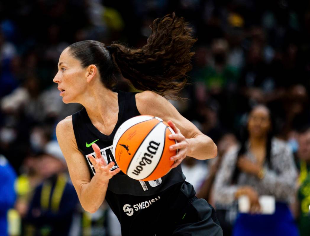 Sue Bird begins an offensive run during the first half in Game 3 of a WNBA basketball semifinal ...