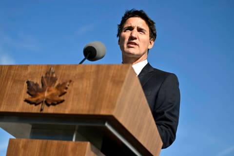 Canada's Prime Minister Justin Trudeau makes a statement in Ottawa, Ontario, Monday, Sept. 5, 2 ...