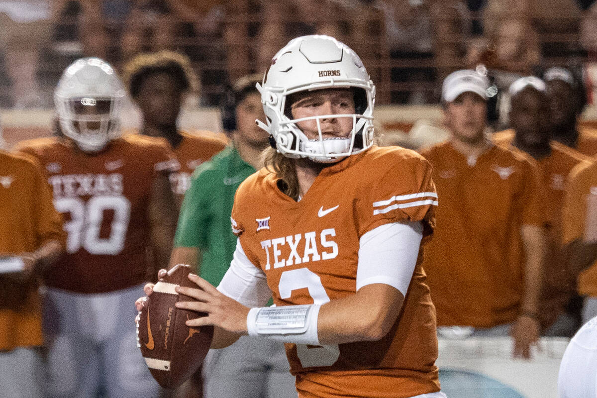 Texas quarterback Quinn Ewers plays during an NCAA college football game against Louisiana-Monr ...