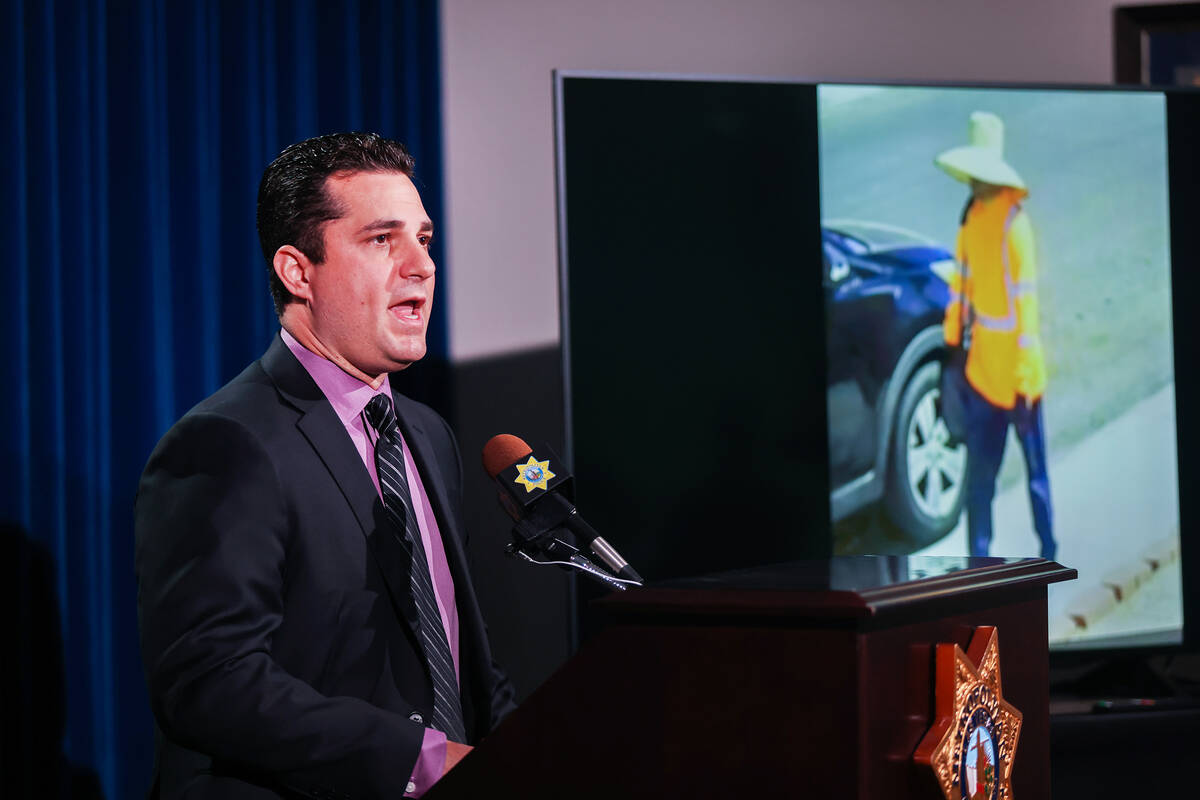 Capt. Dori Koren addresses the news media regarding the death of Jeff German, a Las Vegas Revie ...