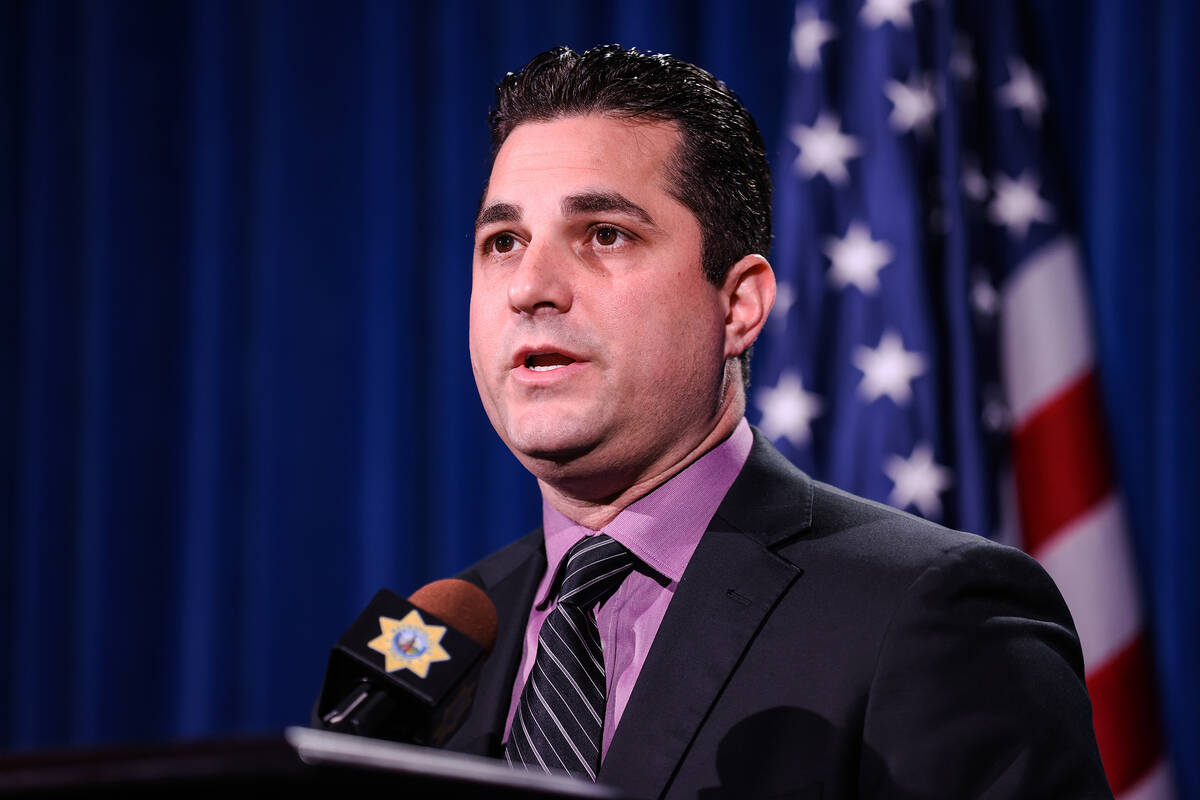 Capt. Dori Koren addresses the media regarding the death of Jeff German, a Las Vegas Review-Jou ...