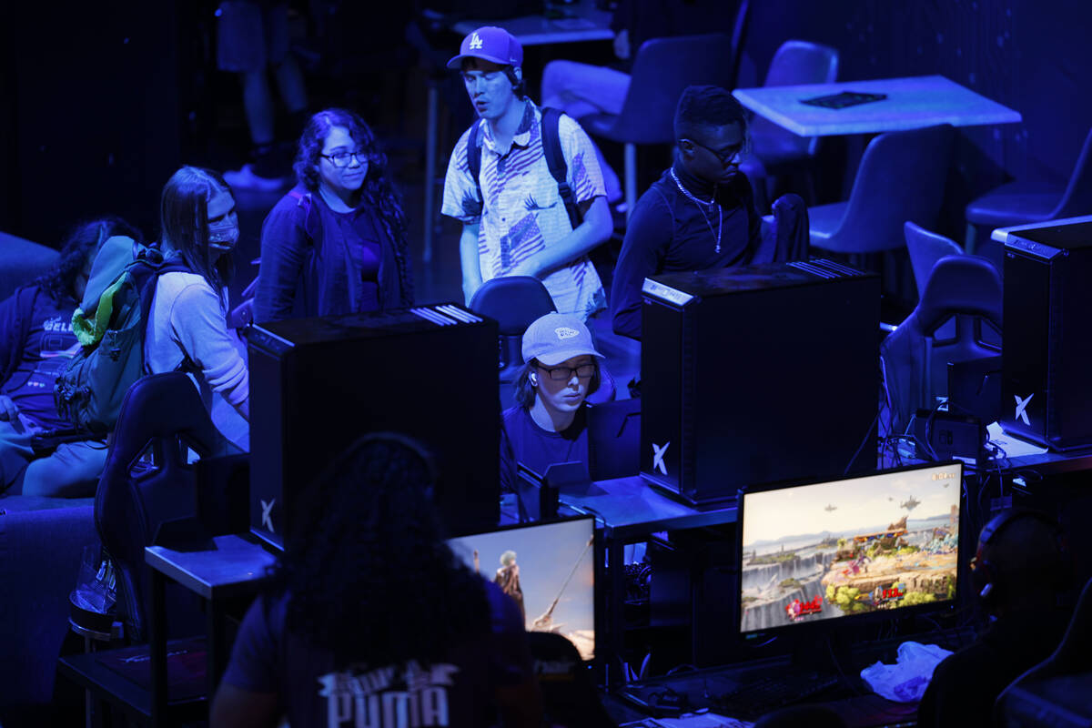 People play games, Friday, Sept. 2, 2022, at the HyperX Arena in Las Vegas. (Chitose Suzuki/Las ...