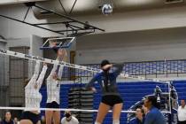 Basic senior outside hitter AnnaMaria Ramos prepares to spike the ball. Photo courtesy of AnnaM ...