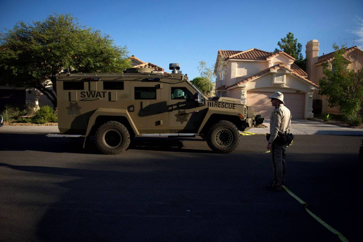 A SWAT vehicle is seen near the house of Clark County Public Administrator Robert Telles in Las ...