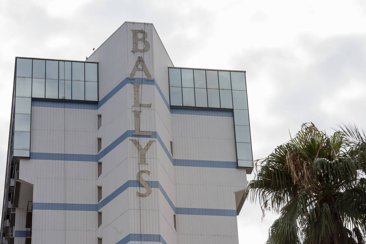 The remains of the former Bally's sign can be seen on the side of Bally's hotel-casino as the p ...