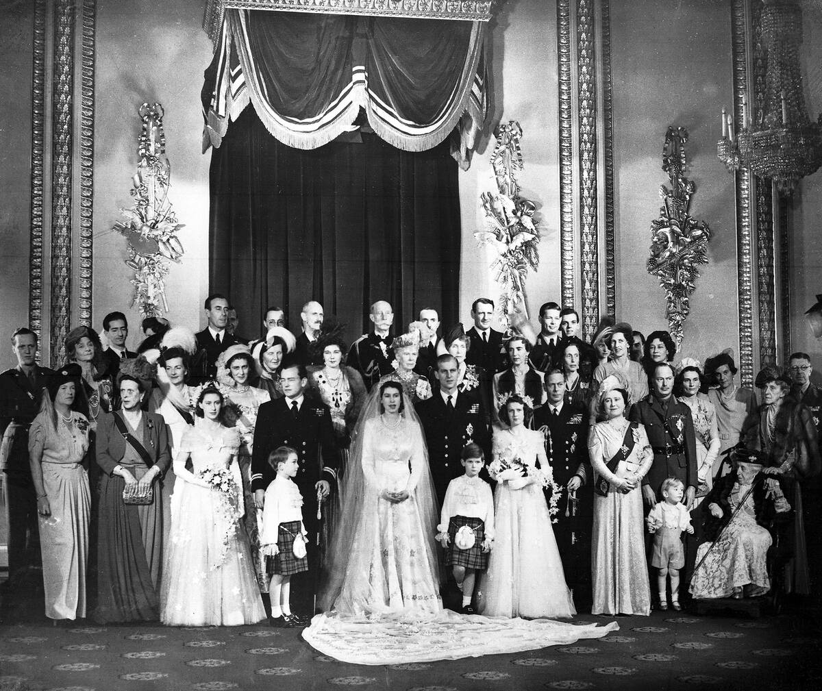 FILE - In this Nov. 20, 1947 file photo, Princess Elizabeth and her husband the Duke of Edinbur ...