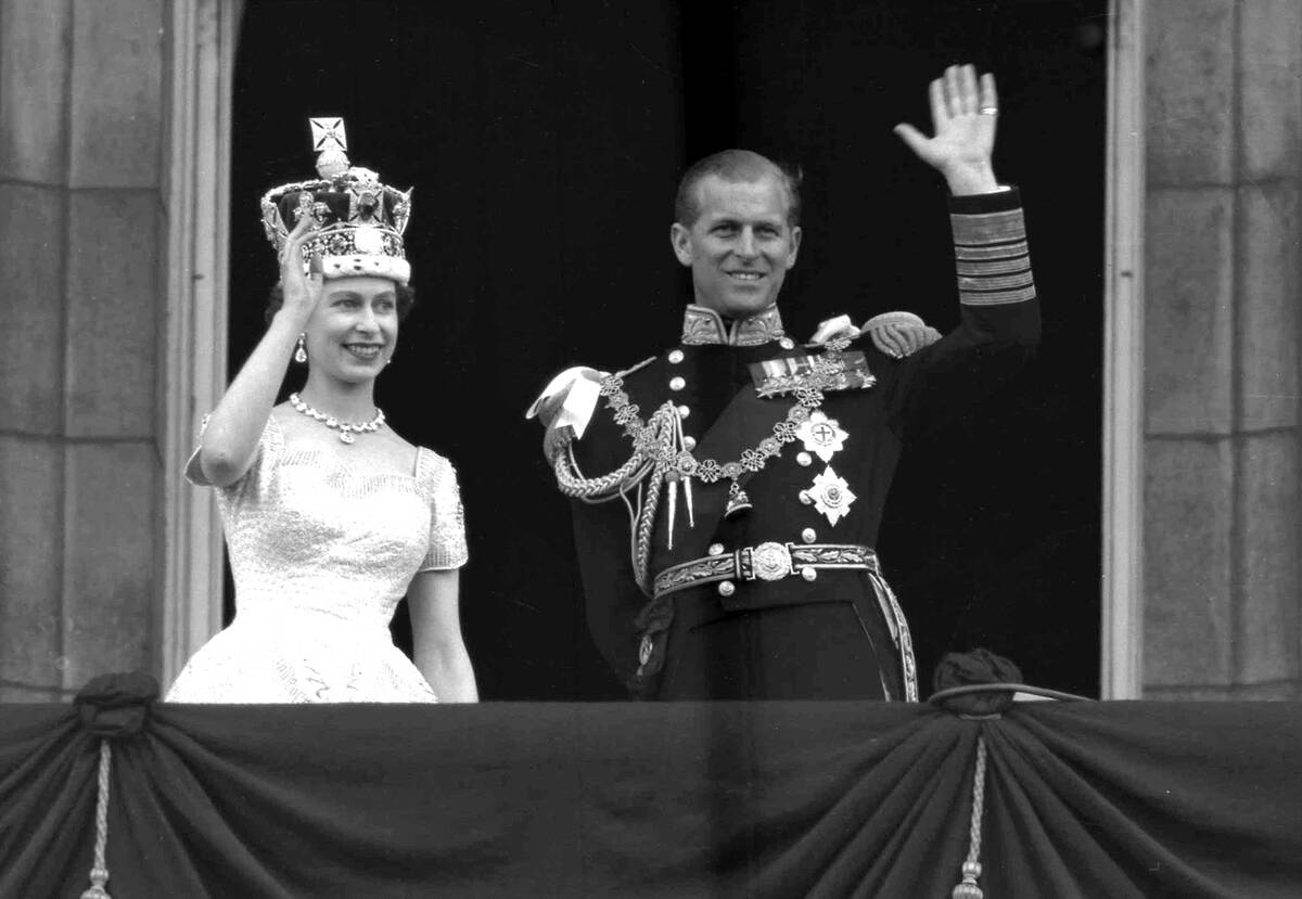 FILE - This is a June. 2, 1953 file photo of Britain's Queen Elizabeth II and Prince Philip, D ...