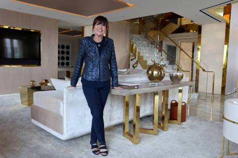 Palms General Manager Cynthia Kiser Murphey in the Two-Story Sky Villa room at the casino resor ...