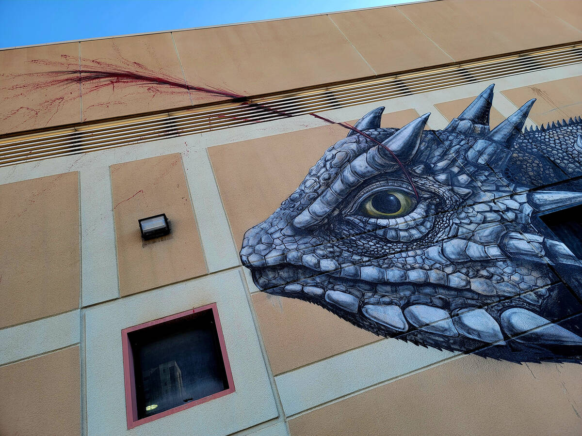 Street artist ROA’s horned lizard mural is located at 301 N. Sixth St. (Natalie Burt/Spe ...