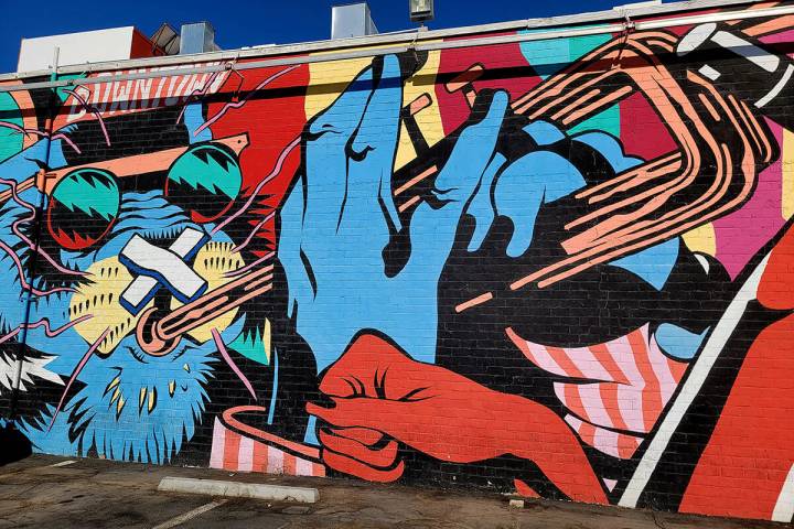 A section of Brazilian duo Bicicleta Sem Freio’s street art creation near Seventh and Fr ...