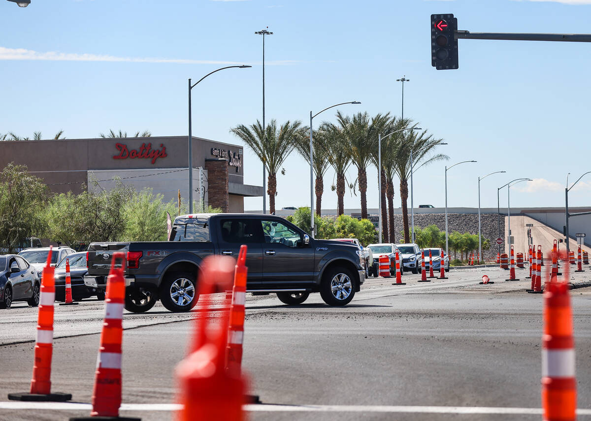 Decatur near the 215 Beltway and Sunset Road, where a project is creating long backups, in Las ...