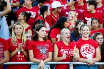 FILE - Arbor View High School students watch and cheer as Arbor View hosts Snow Canyon for the ...
