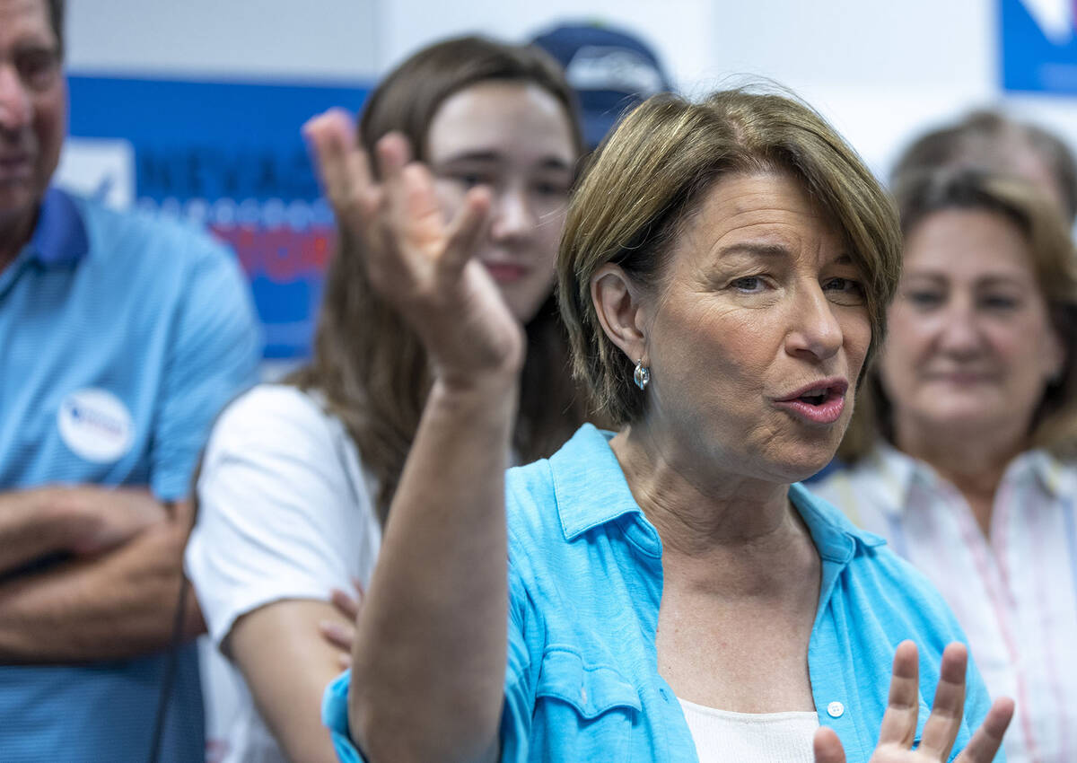 Senator Amy Klobuchar speaks while working with End Citizens United during a democrat candidate ...