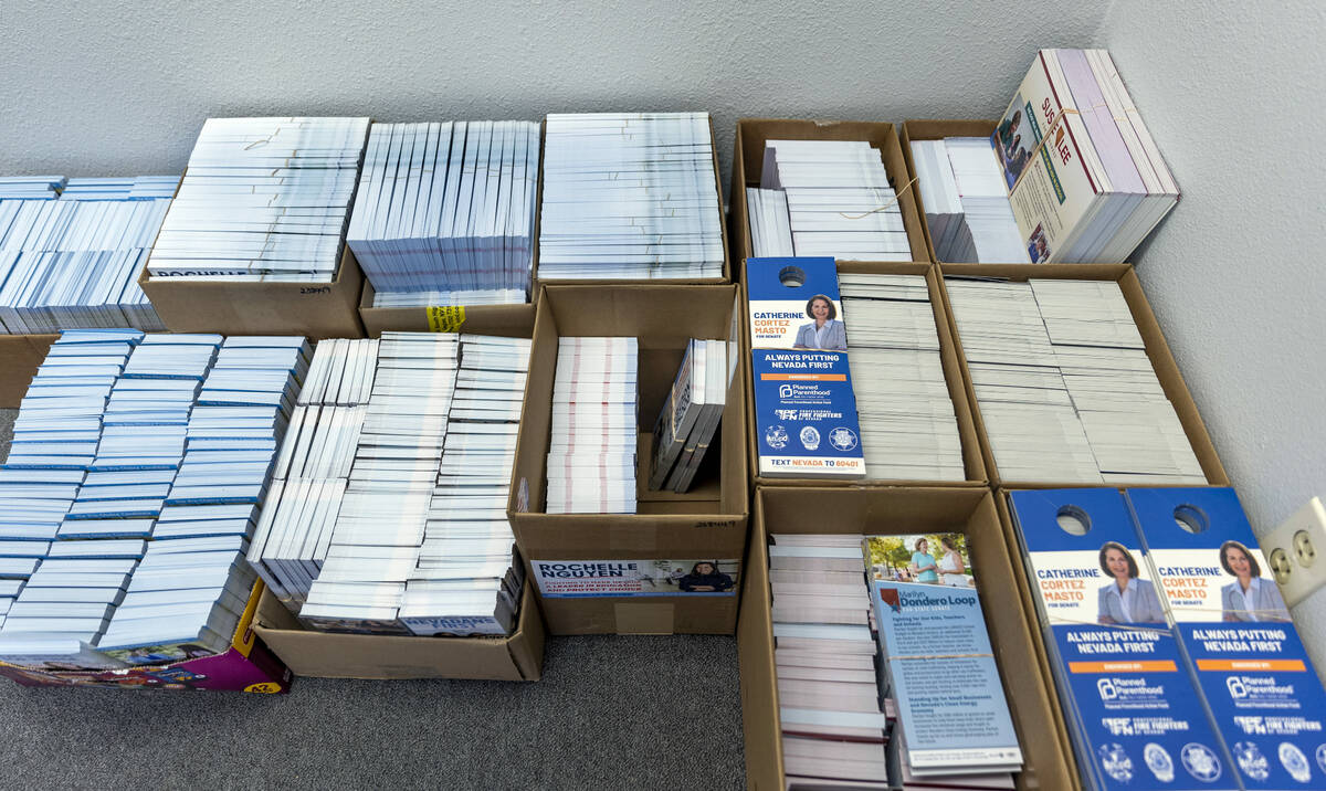Literature for Senator Cortez Masto and others await canvassing delivery following a democrat c ...