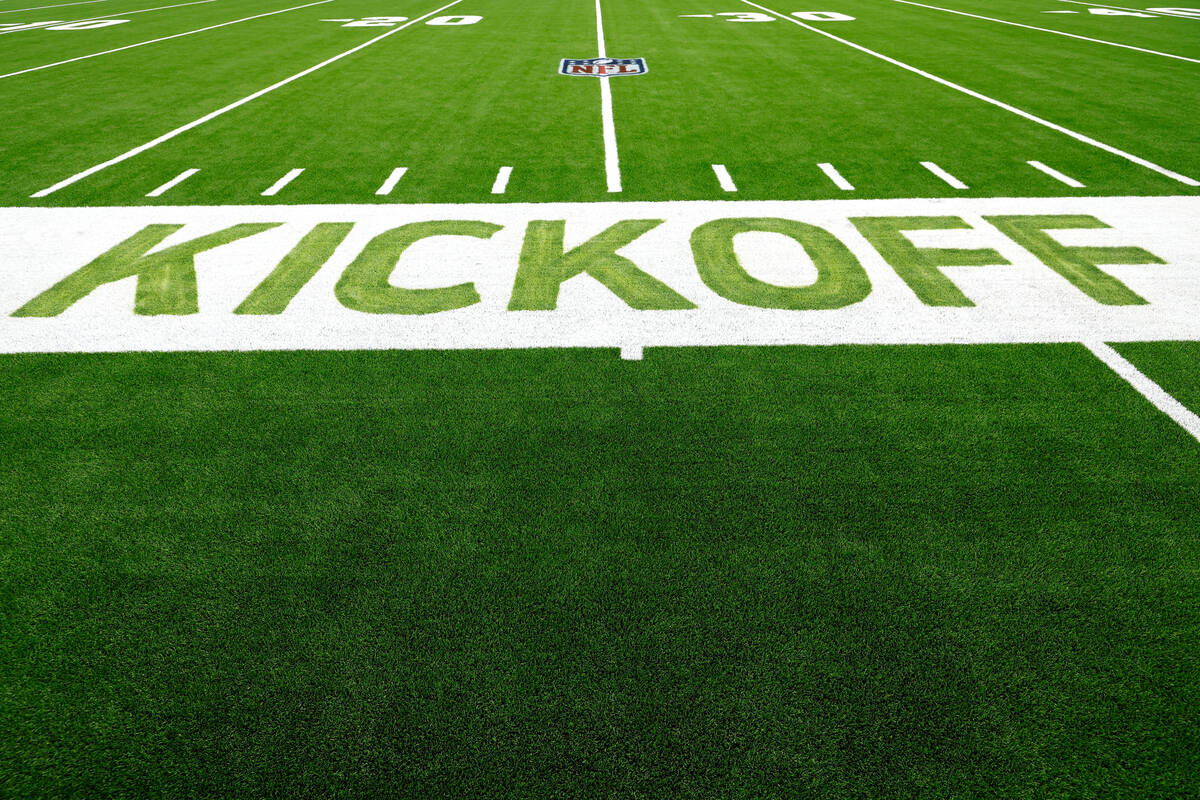The NFL opening week kickoff painted on the field before the game between the Indianapolis Colt ...