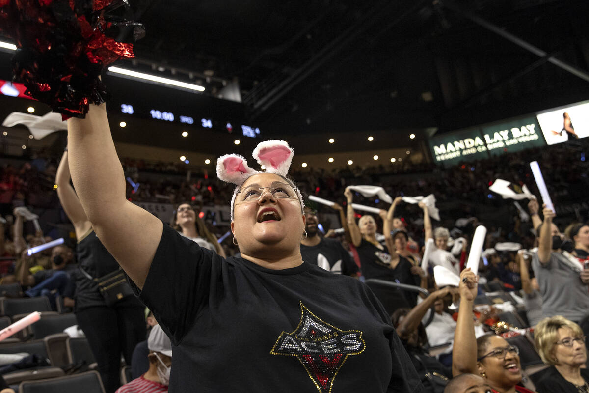 Jeannette Weil, of Las Vegas, who attends most home games, cheers for her team during the secon ...