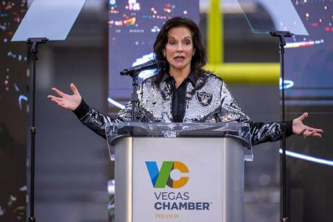 Vegas Chamber President and CEO Mary Beth Sewald speaks during a welcome during Preview Las Veg ...