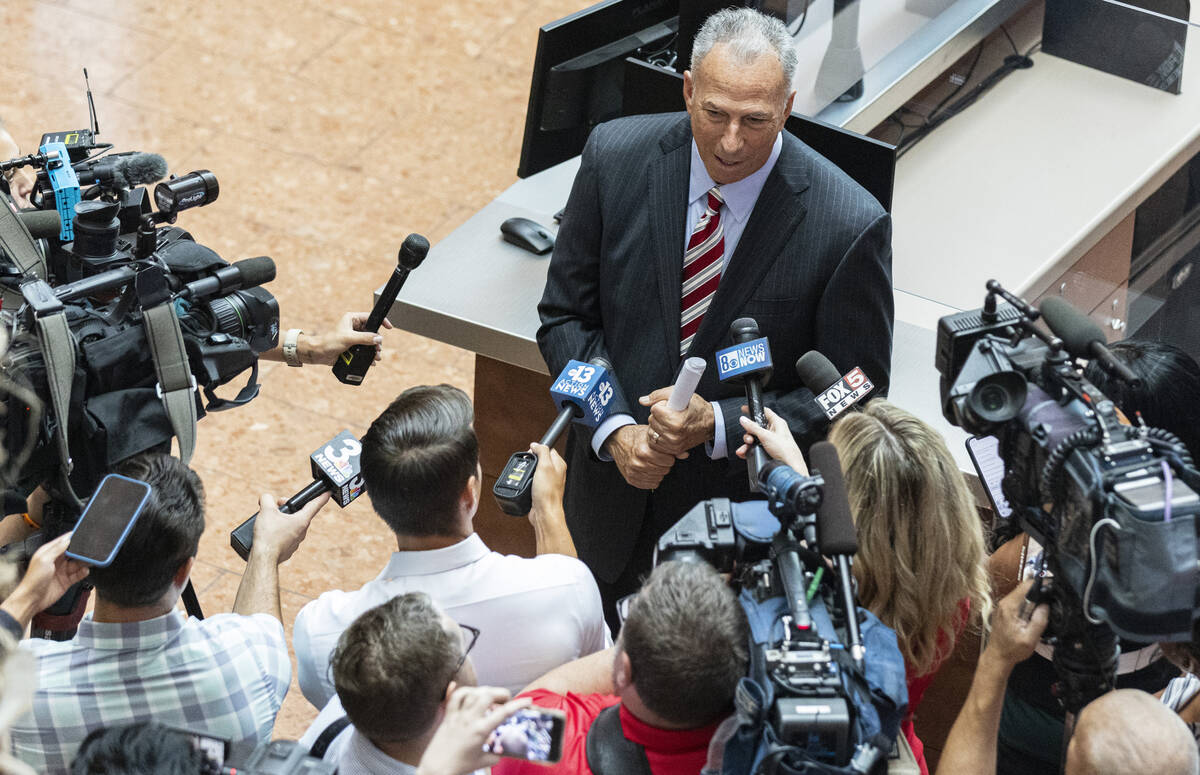 District Attorney Steve Wolfson talks about the case of outgoing Clark County Public Administra ...