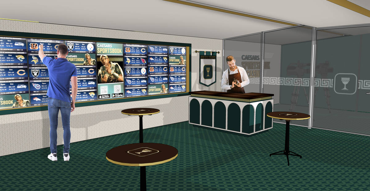 A rendering of fan space on the Caesars Sportsbook & Casino Truck Tour, which debuts this week ...