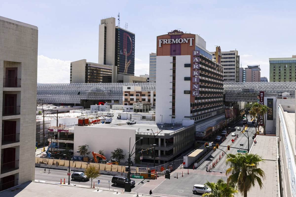 Downtown Las Vegas as seen from Binion's hotel-casino parking garage, on Wednesday, Sept. 14, 2 ...