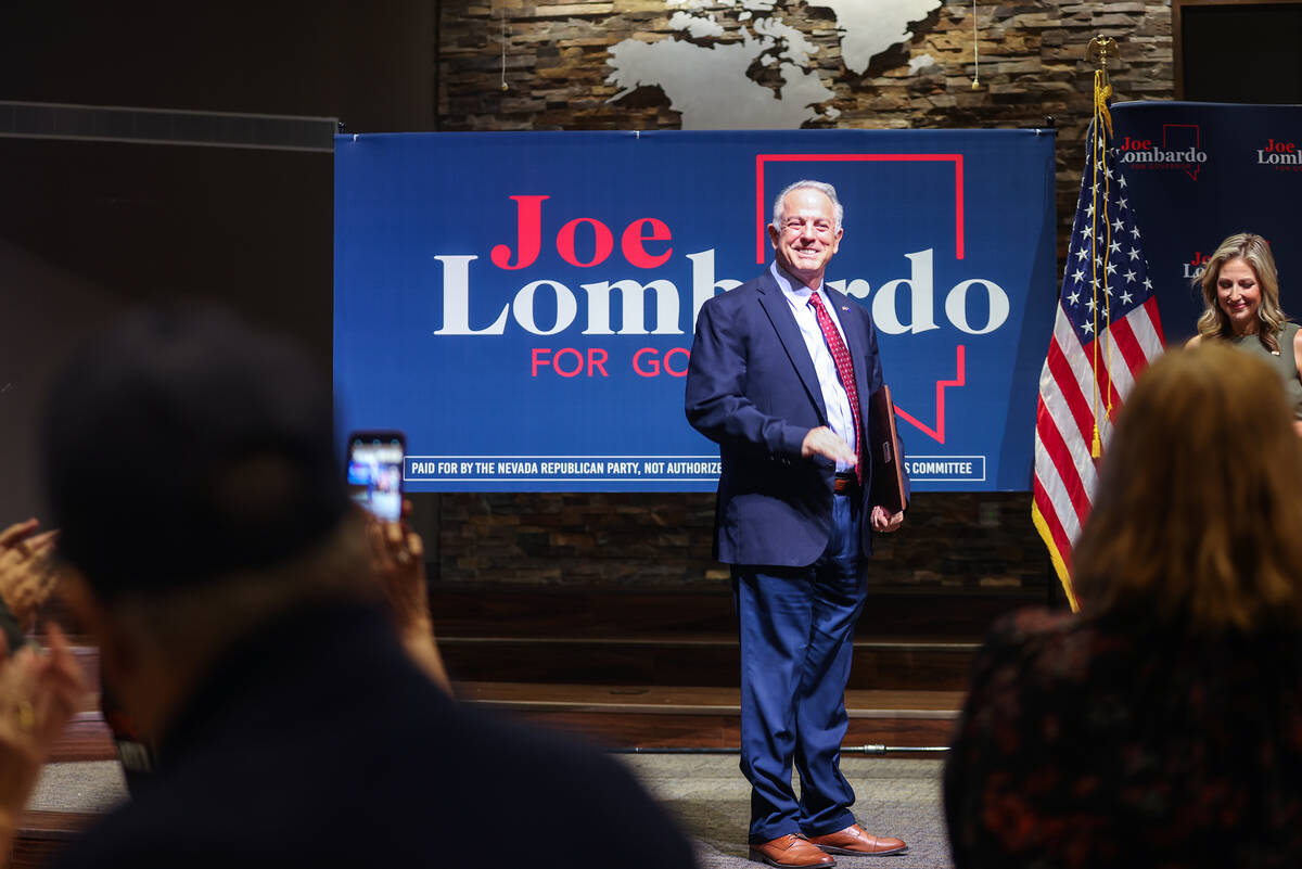 Sheriff Joe Lombardo, the Republican candidate for governor, campaigns at a breakfast town hall ...
