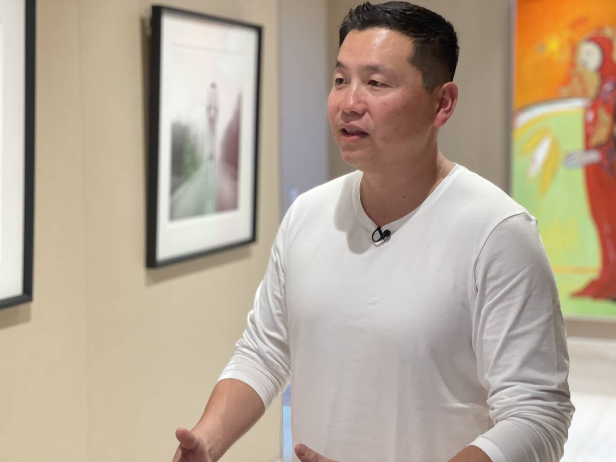 Evite CEO David Yeom speaks with media at the Tech Summit on Sept. 15, 2022. (Mick Akers/Las Ve ...
