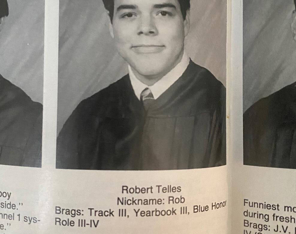 This Cathedral High School yearbook shows Robert Telles. Telles graduated from the El Paso, Tex ...