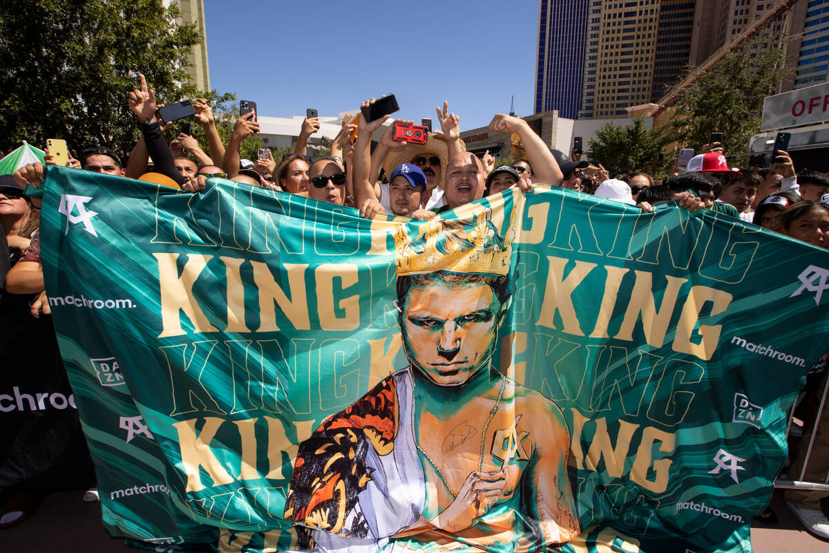 Fans attend a ceremonial weigh-in for Saul "Canelo" Alvarez and Gennadiy Golovkin at ...