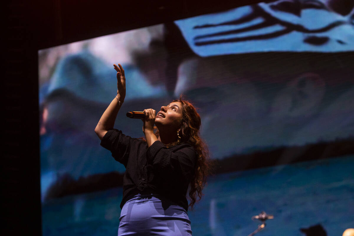 Alessia Cara performs during the Life is Beautiful festival on Saturday, Sept. 17, 2022, in dow ...