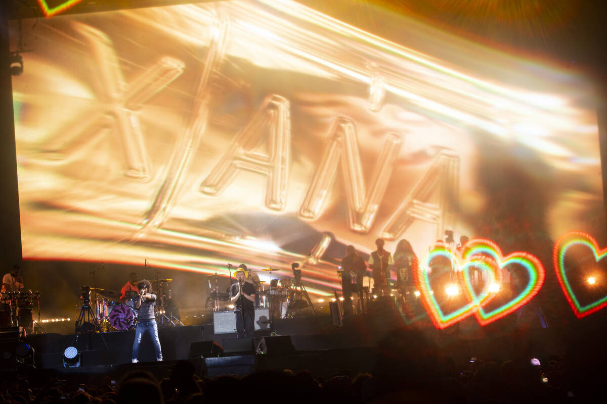 Gorillaz perform during the Life is Beautiful festival on Sunday, Sept. 18, 2022, in downtown L ...