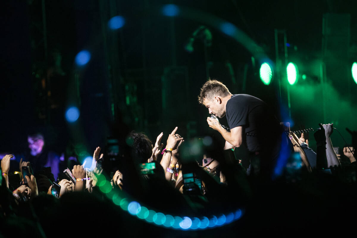 Damon Albarn of Gorillaz performs during the Life is Beautiful festival on Saturday, Sept. 17, ...