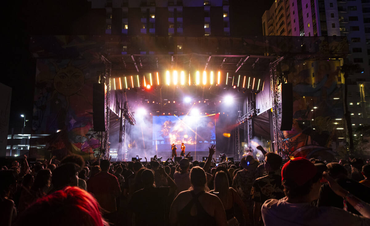 Slowthai performs during of the Life is Beautiful festival on Saturday, Sept. 17, 2022, in down ...