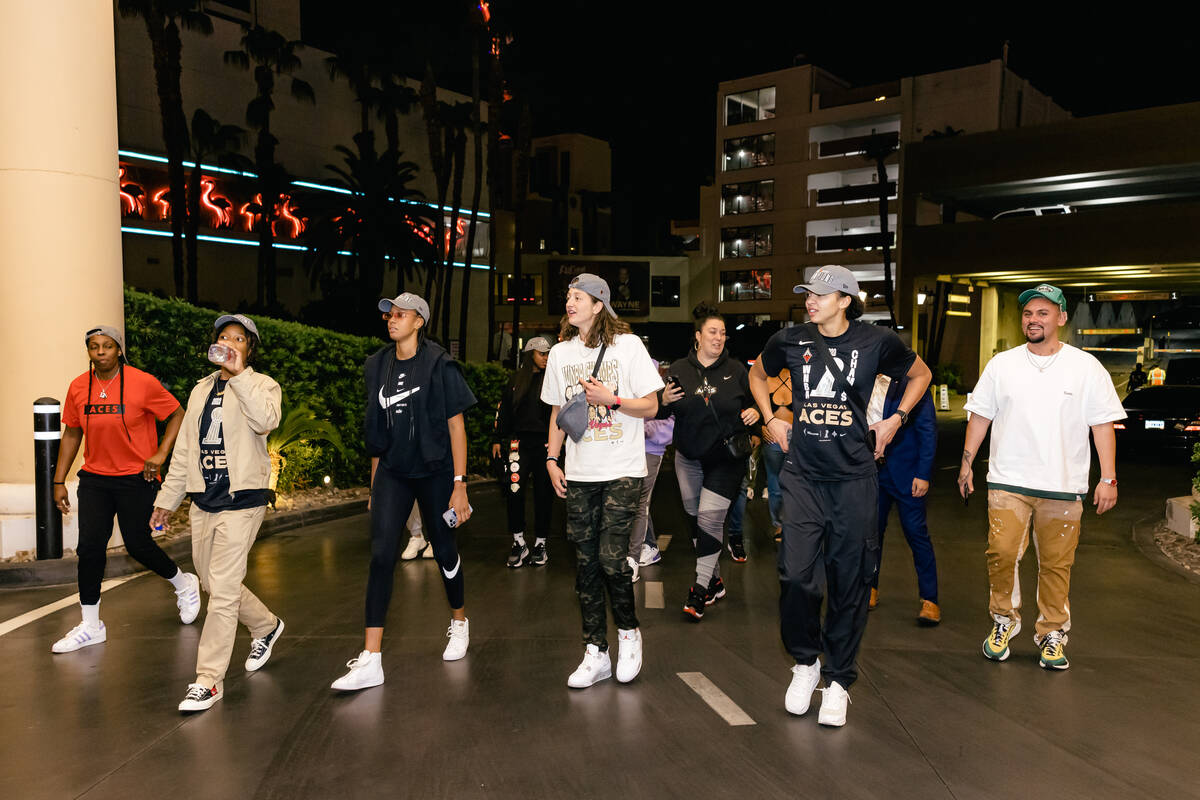 Members of the Las Vegas Aces party at Drai's Nightclub at The Cromwell after wining the WNBA c ...