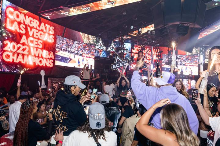 Members of the Las Vegas Aces party at Drai's Nightclub at The Cromwell after wining the WNBA c ...