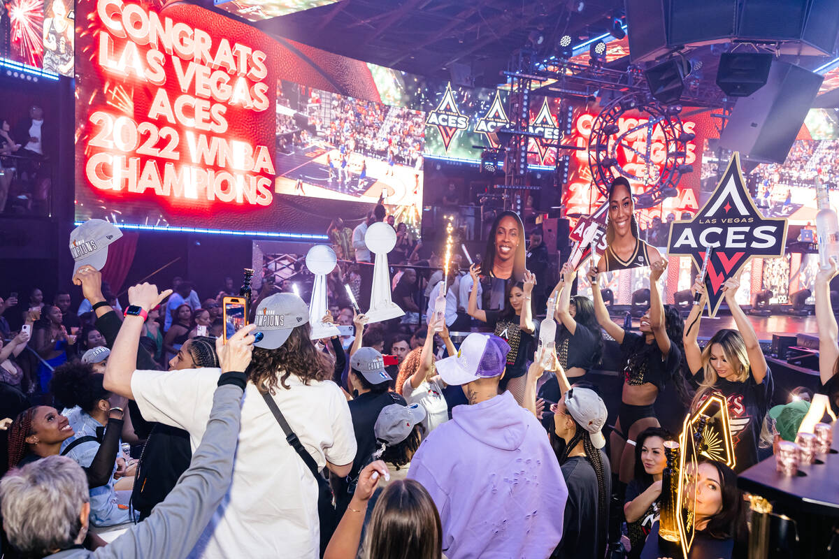 Members of the Las Vegas Aces party at Drai's Nightclub at The Cromwell after wining the WNBA c ...