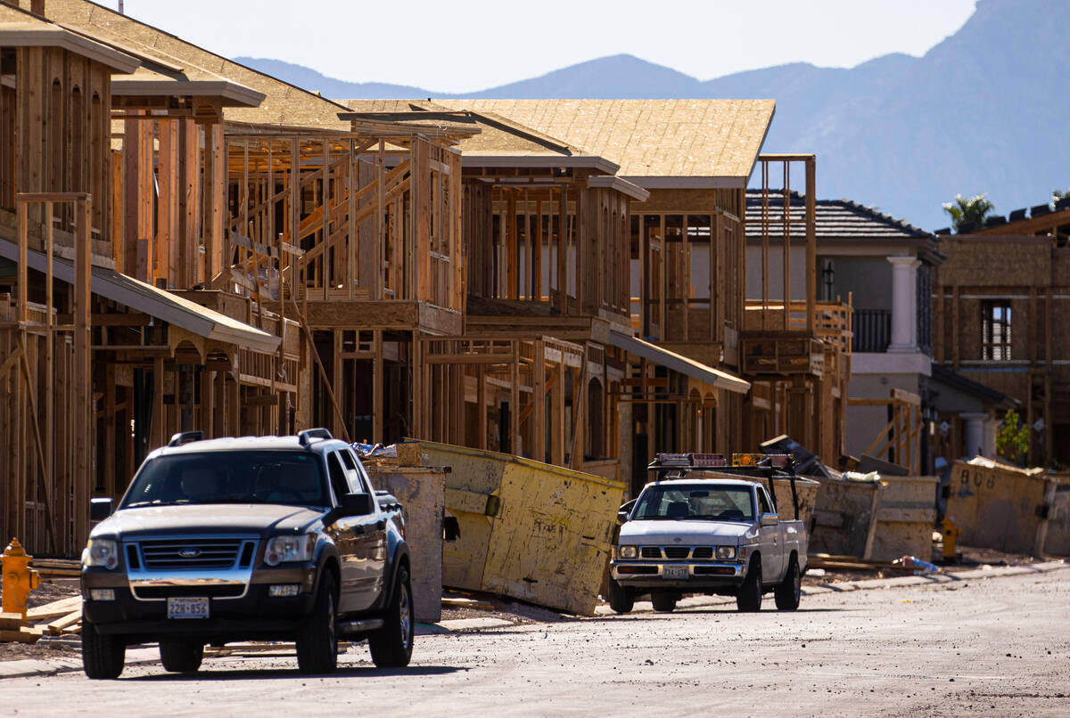 Homes are seen under construction near Wigwam Avenue and Rainbow Boulevard on Monday, Sept. 19, ...