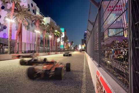 Artist rendering showing what the Formula One's Las Vegas Gran Prix race will look like when it ...