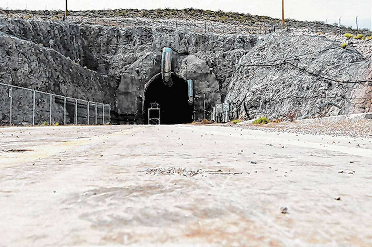 The north portal of the Yucca Mountain exploratory tunnel is seen Thursday, April 9, 2015. (Sam ...