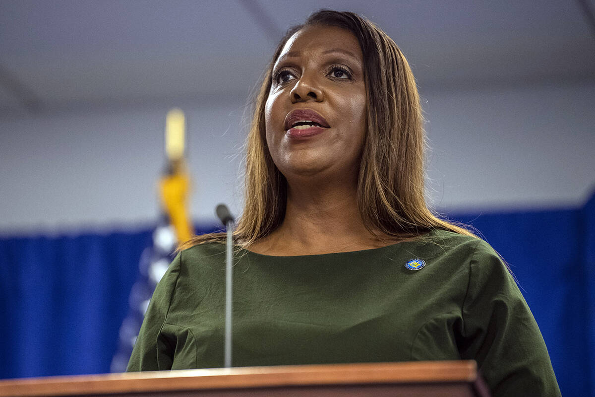 New York Attorney General Letitia James speaks during a press conference, Wednesday, Sept. 21, ...