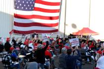 Supporters respond to a speech by Vice President Mike Pence at a campaign rally at Reno-Tahoe I ...