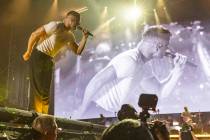 Dan Reynolds, of Imagine Dragons, performs at Allegiant Stadium, on Saturday, Sept. 10, 2022, i ...